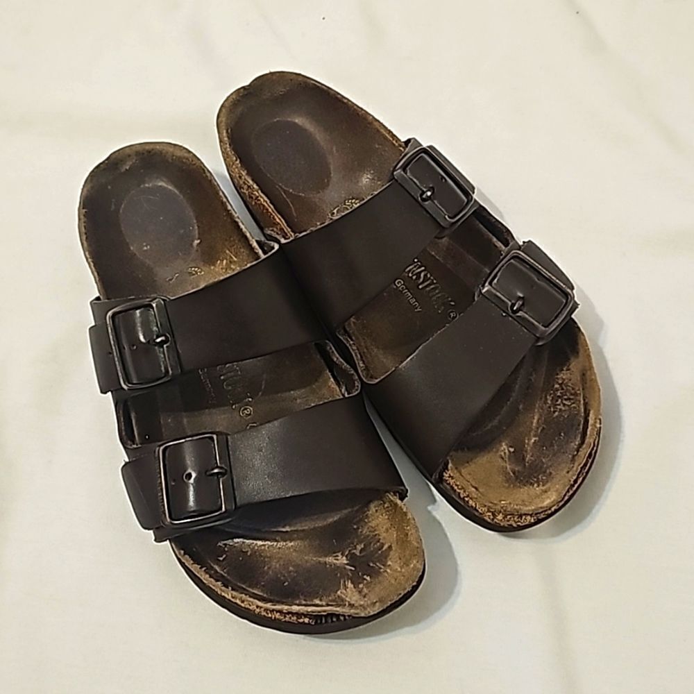 Birkenstock Arizona 2 Strap Brown Leather Sandals Shoes Women's Size 39 ( 9)‎